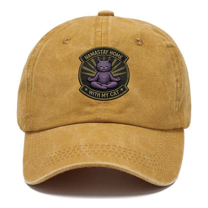 NAMASTAY HOME WITH MY CAT - yoga cat in purple , introvert cat - Classic Cap - Golden Harvest(Yellow)