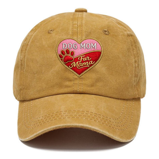 DOG MOM HEART - heart with paw print in pink and red , fur mama - Classic Cap - Golden Harvest(Yellow)