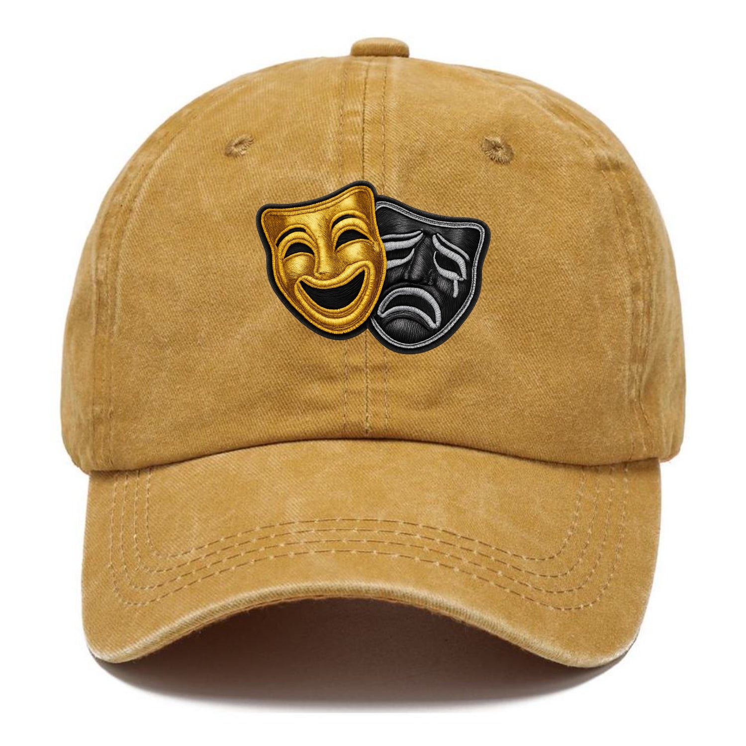 BROADWAY MASKS - comedy tragedy masks in gold and black , theater - Classic Cap - Golden Harvest(Yellow)