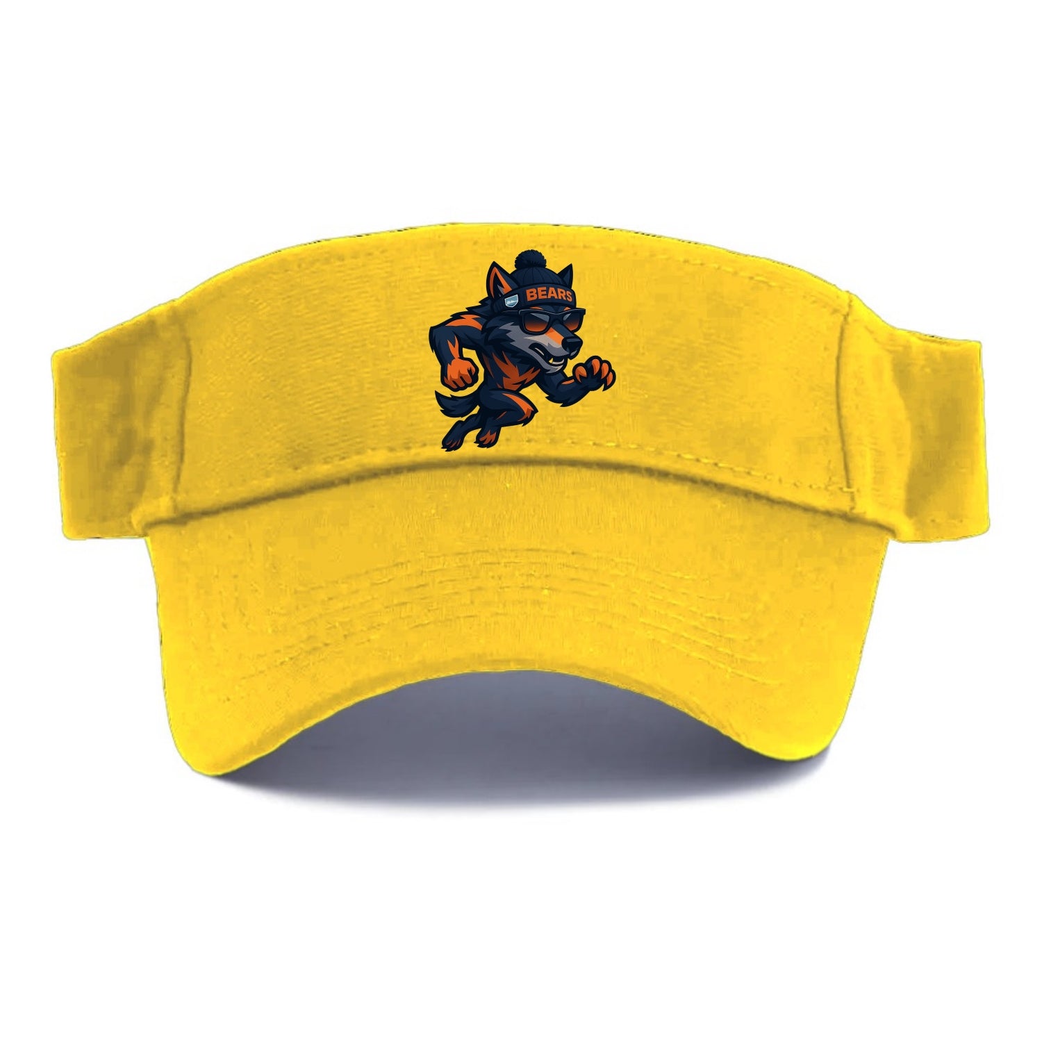 Chicago Wolf wearing Bears beanie with Lake Michigan patch and wayfarer sunglasses - Visor - Golden Harvest(Yellow)