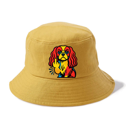Cavalier King Charles Spaniel with long ears, regal paw giving finger - Bucket Hat - Golden Harvest(Yellow)
