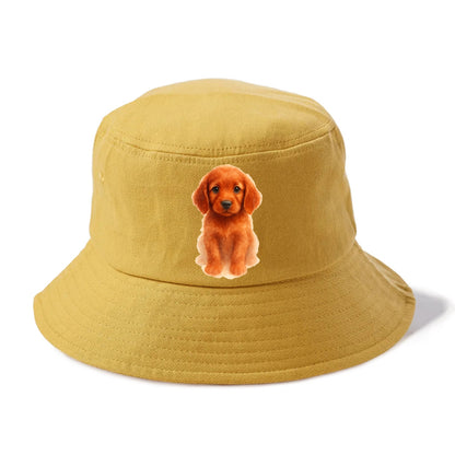 Baby Irish Setter Puppy - mahogany red coat, feathered ears, friendly eyes, - Bucket Hat - Golden Harvest(Yellow)