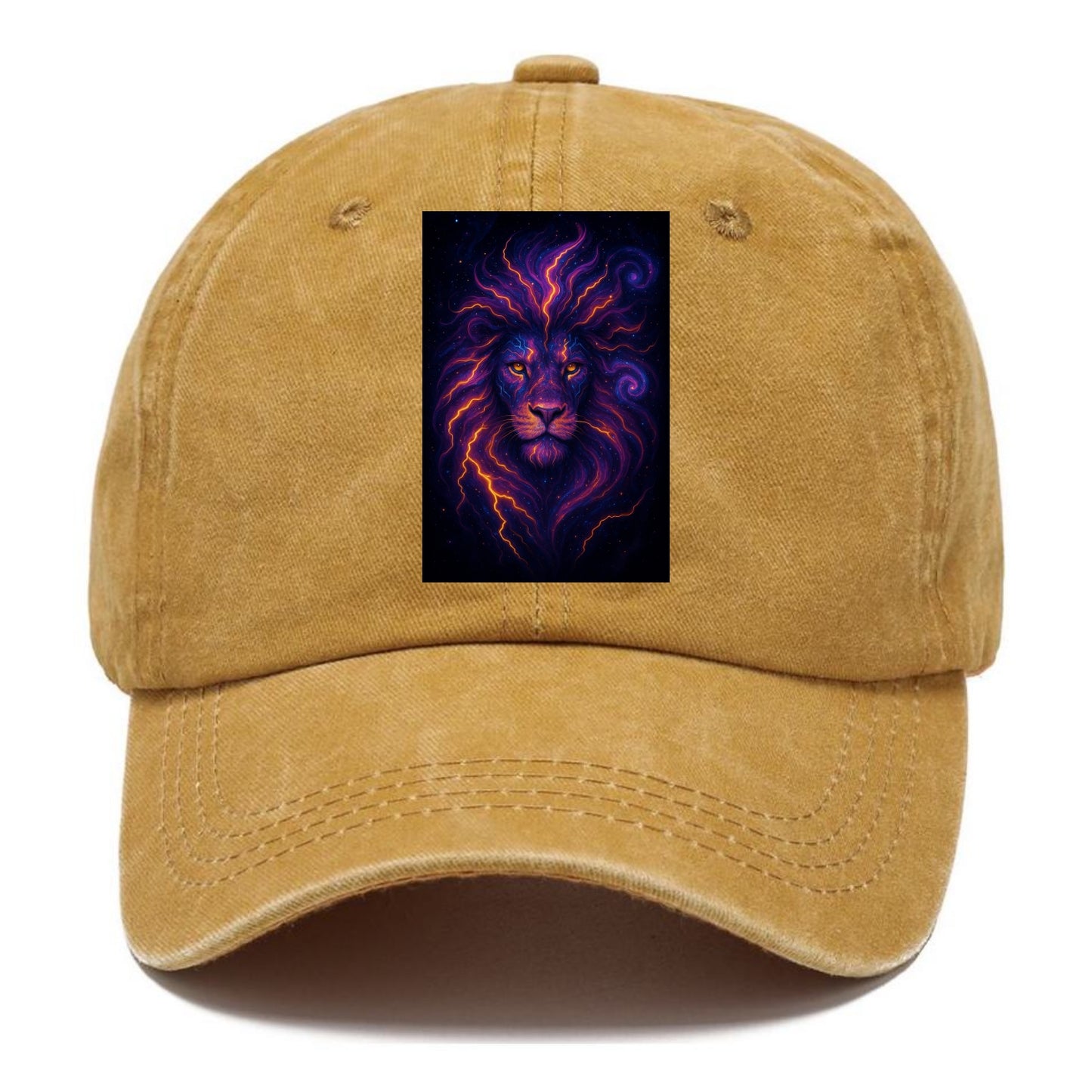 Regal lion with mane made of electric currents, neon yellow and hot pink energy - Classic Cap - Golden Harvest(Yellow)