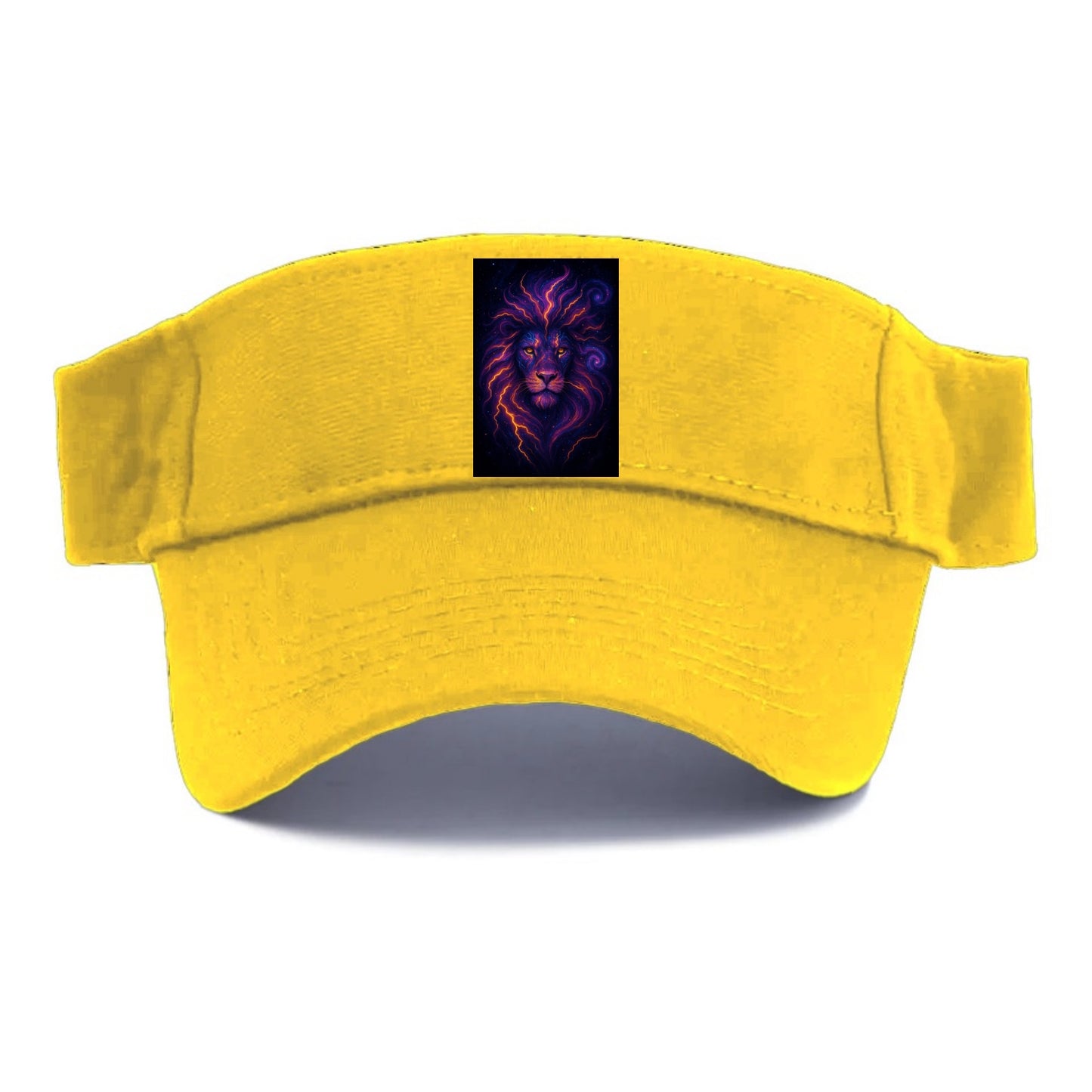 Regal lion with mane made of electric currents, neon yellow and hot pink energy flows, - Visor - Golden Harvest(Yellow)
