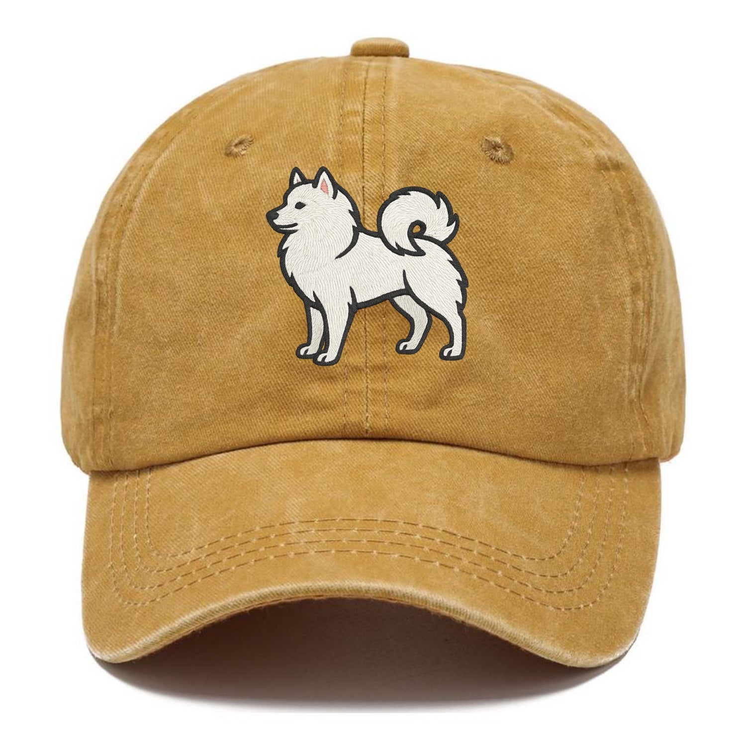 American Eskimo Dog - White spitz embroidered standing design - Classic Cap - Golden Harvest(Yellow)