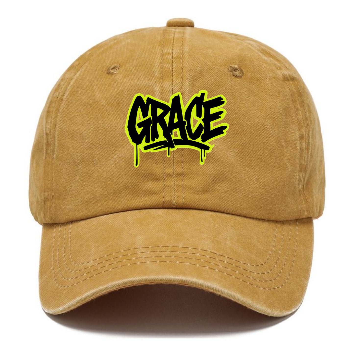 Bold typography design - "GRACE" - elegance under pressure, divine favor - Classic Cap - Golden Harvest(Yellow)