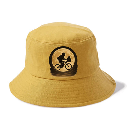 boy with bicycle flying across full moon with silhouette - Bucket Hat - Golden Harvest(Yellow)