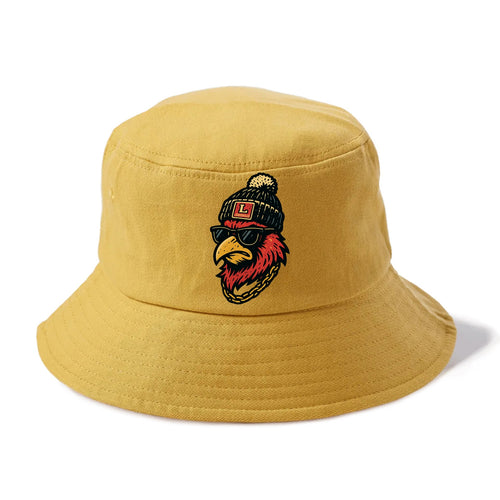 Louisville Cardinal wearing Louisville beanie with L patch - Bucket Hat