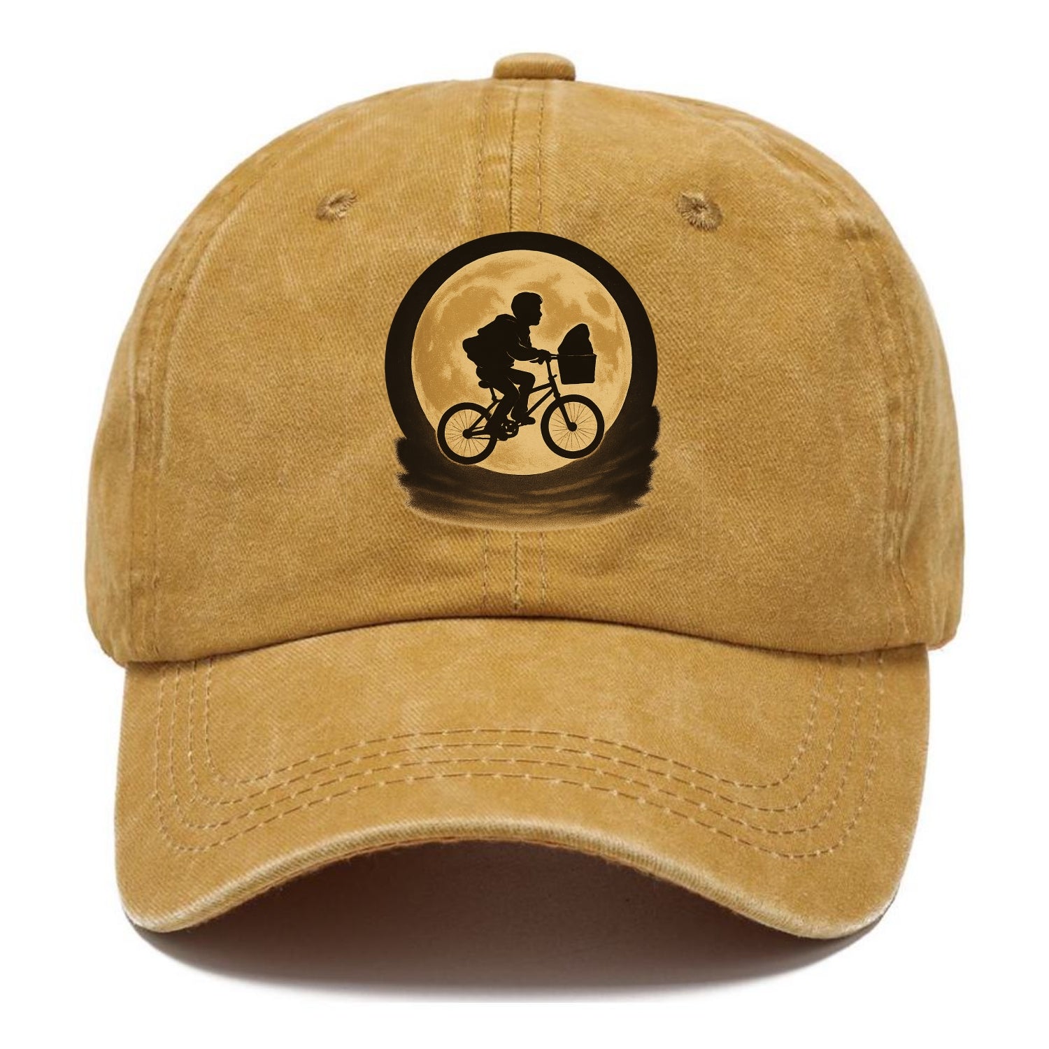 boy with bicycle flying across full moon with silhouette - Classic Cap - Golden Harvest(Yellow)