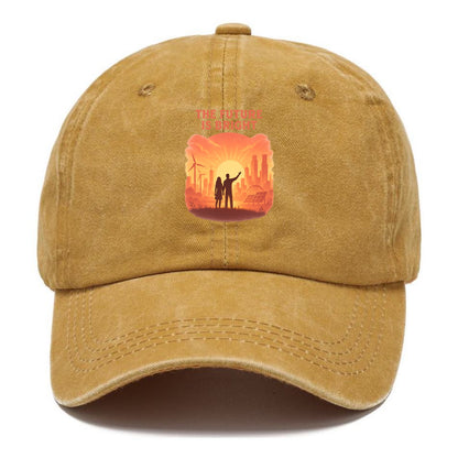 Sunrise over thriving sustainable city - "The Future is Bright" - optimistic vision - Classic Cap - Golden Harvest(Yellow)