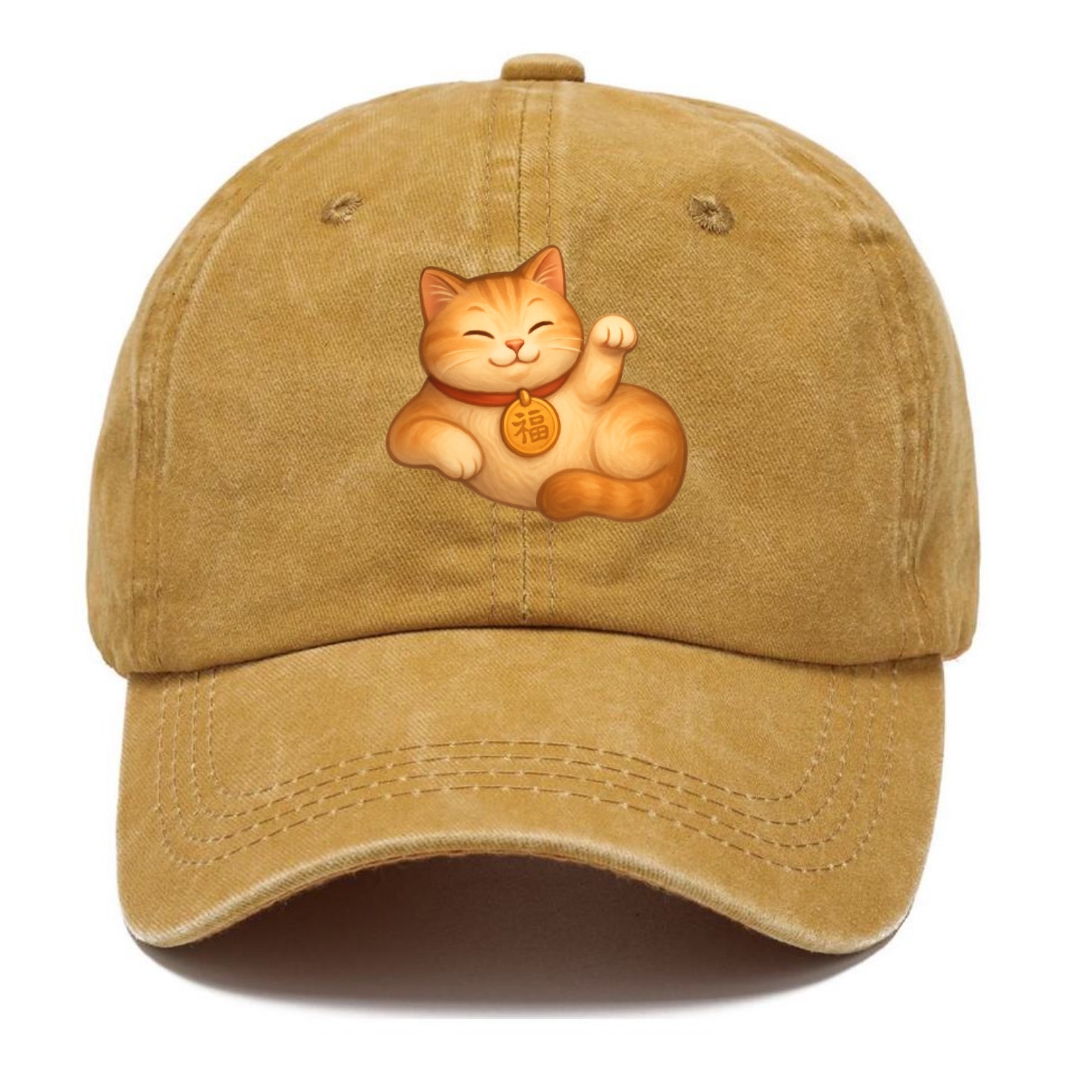 Maneki Neko Pose - Classic Cap - Golden Harvest(Yellow)