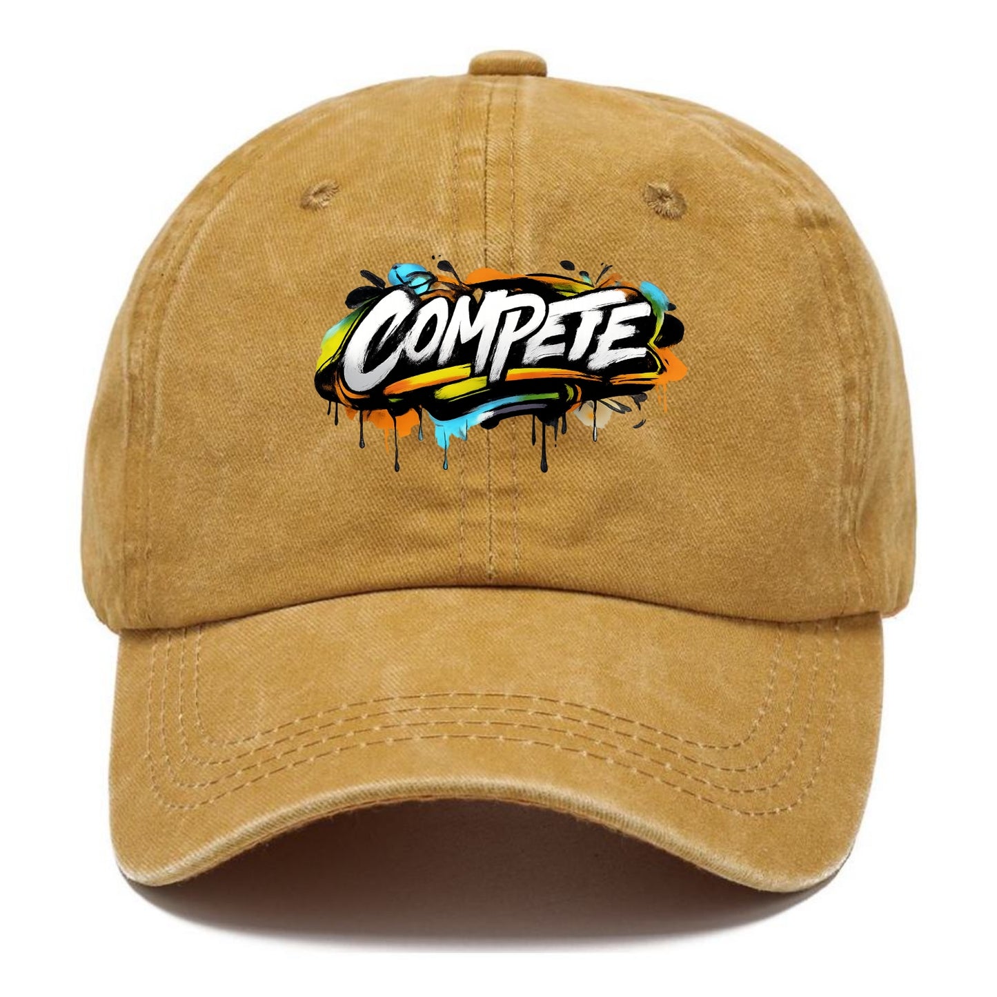 Bold typography design - "COMPETE" - competitive spirit, love the game - Classic Cap - Golden Harvest(Yellow)