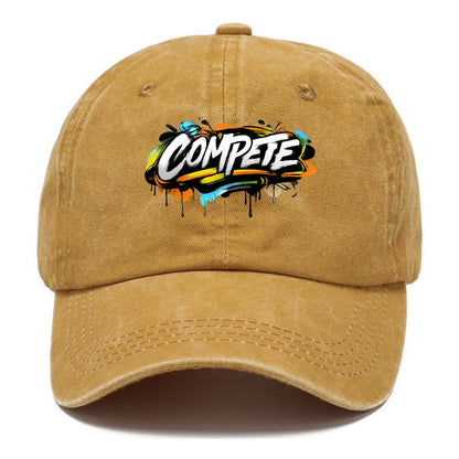 Bold typography design - "COMPETE" - competitive spirit, love the game - Classic Cap - Golden Harvest(Yellow)