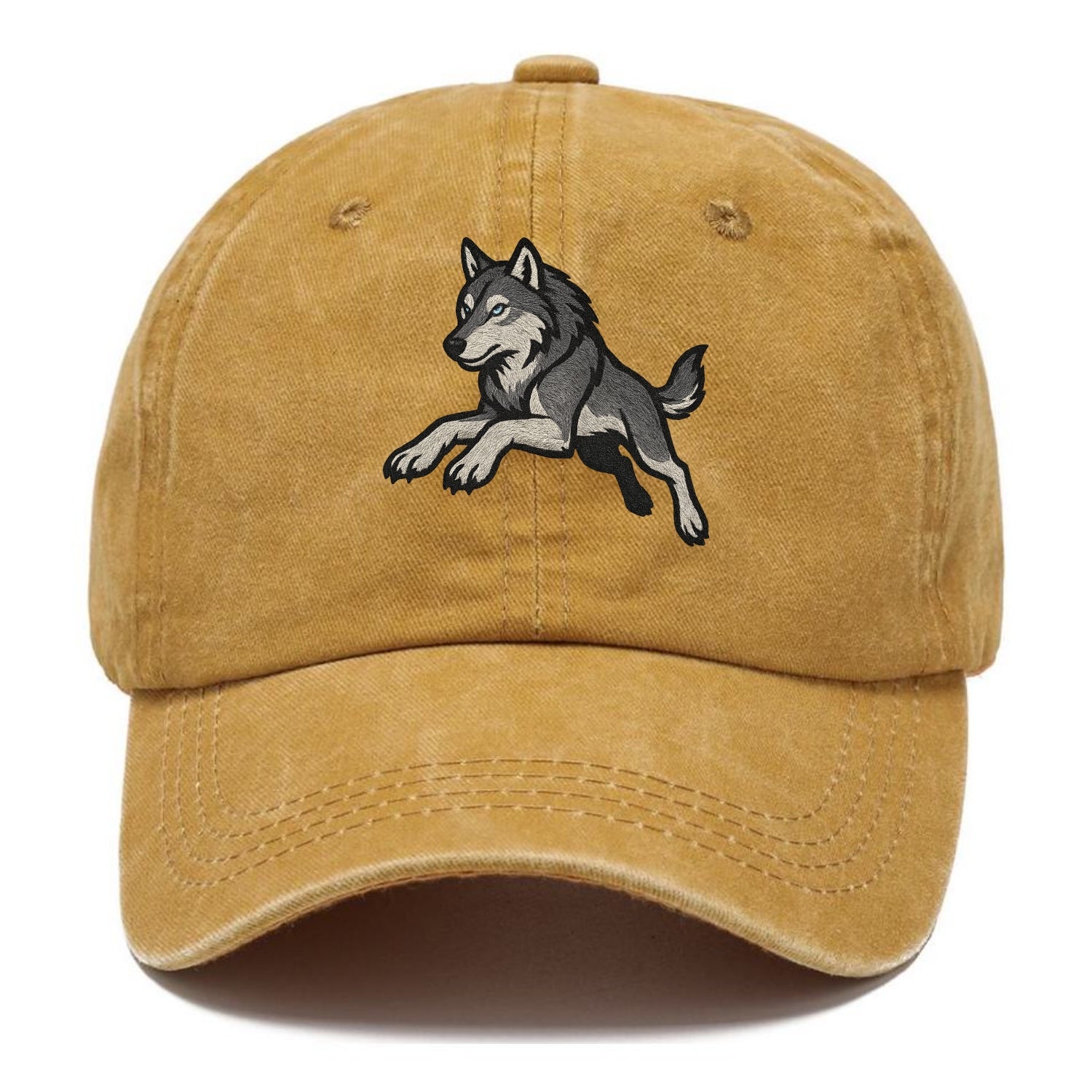 Wolf Leaping Action  - Classic Cap - Golden Harvest(Yellow)