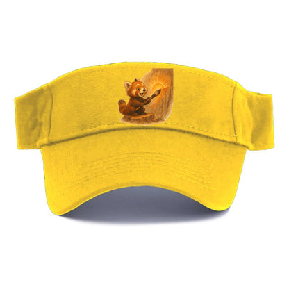 Red panda painting a sunrise mural with an oversized calligraphy brush on a cliff wall - Visor - Golden Harvest(Yellow)
