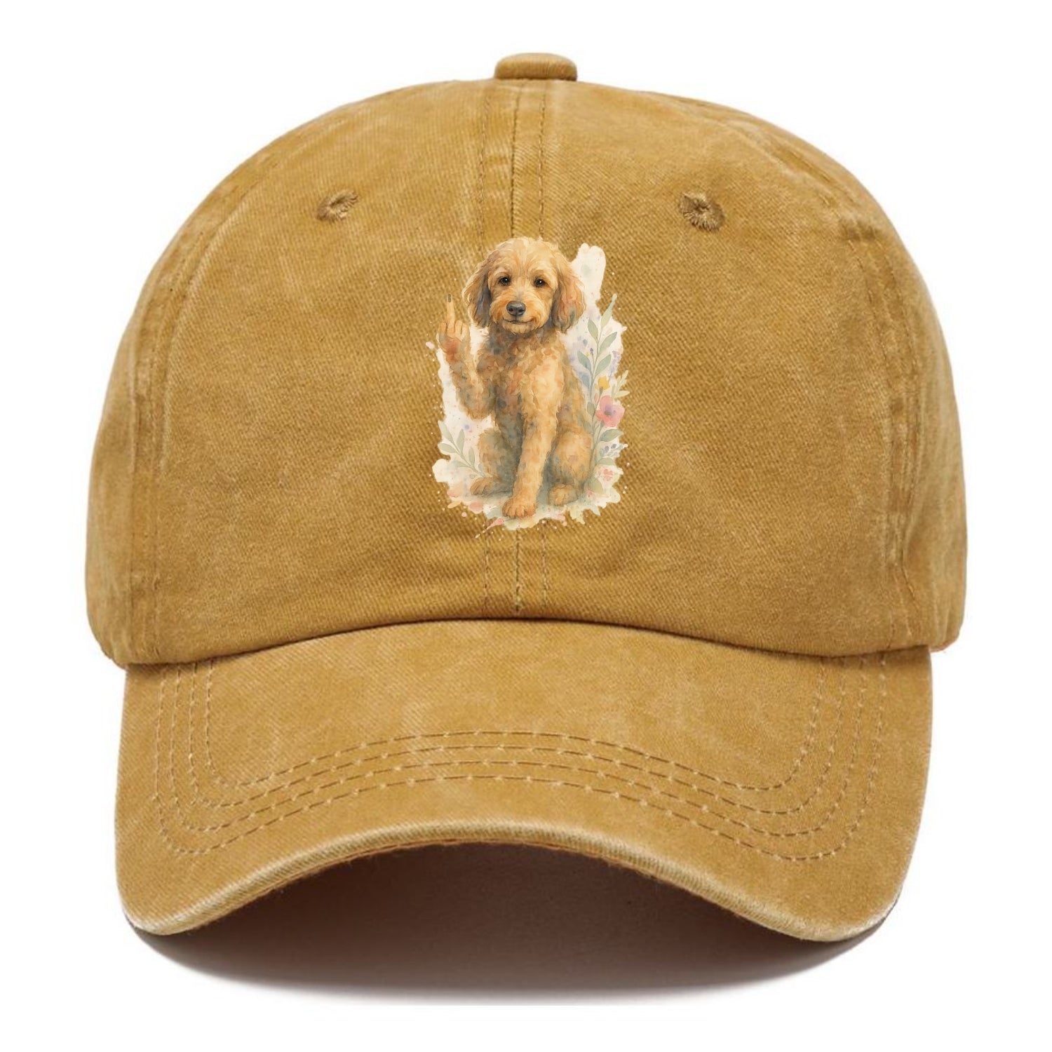 Labradoodle hypoallergenic with wavy coat, intelligent eyes, paw raised - Classic Cap - Golden Harvest(Yellow)