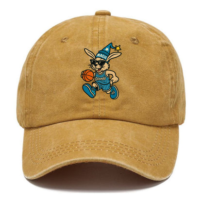Orlando Rabbit wearing Magic blue and silver beanie with wizard hat and wayfarer - Classic Cap - Golden Harvest(Yellow)