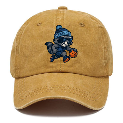 Memphis Raccoon wearing Grizzlies beanie with riverboat patch and wayfarer sunglasses - Classic Cap - Golden Harvest(Yellow)