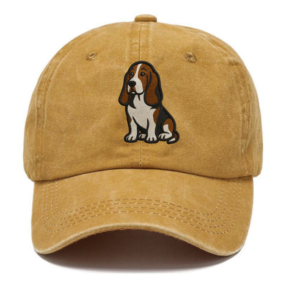 Basset Hound - Tri-color embroidered sit Classic Cap - Golden Harvest(Yellow)