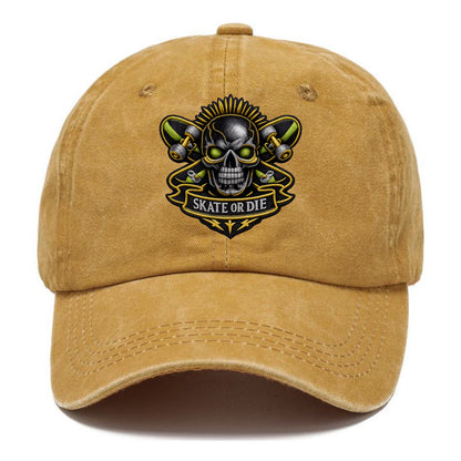 Embroidered patch design - SKATEBOARD SKULL - skull with skateboard in black and neon - Classic Cap - Golden Harvest(Yellow)