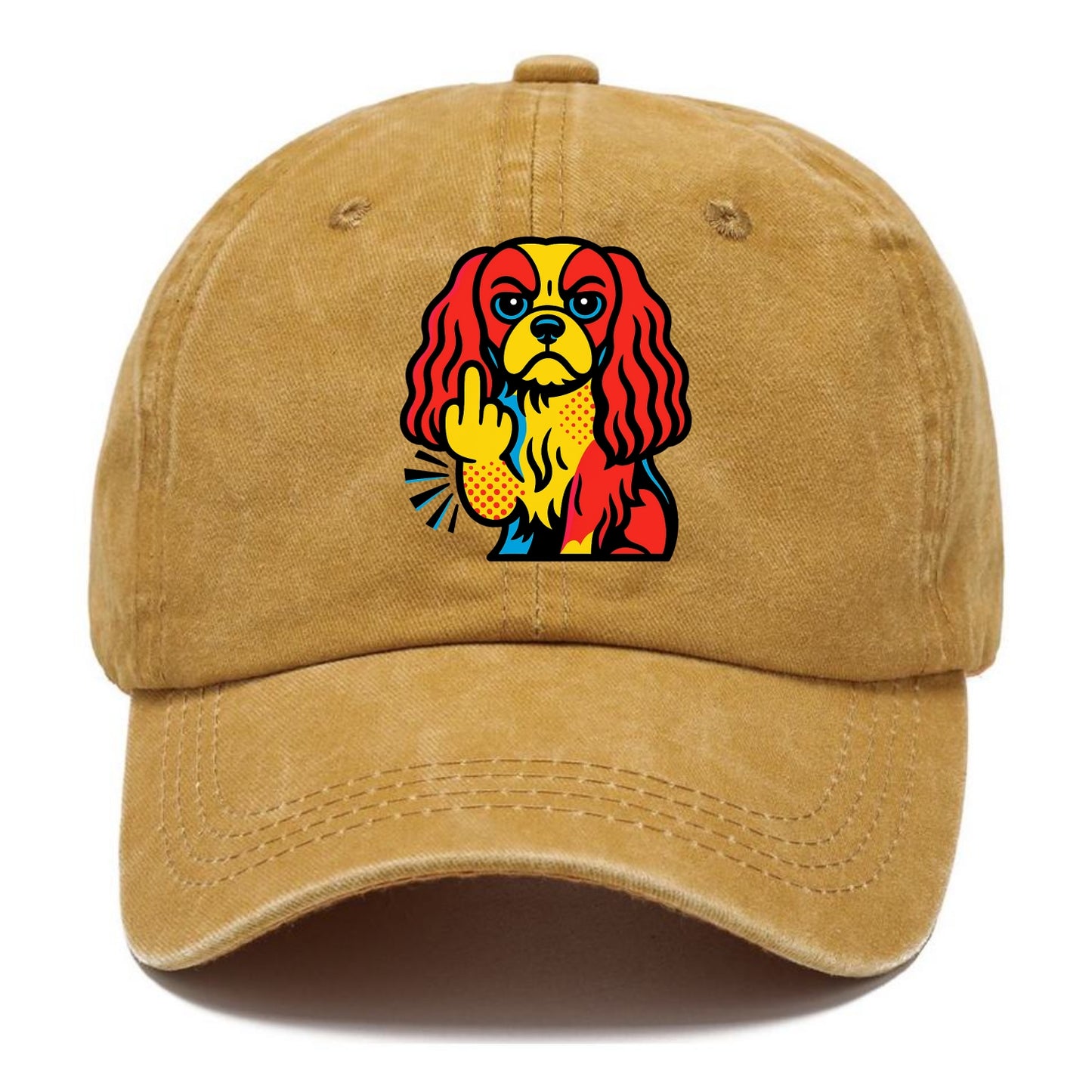 Cavalier King Charles Spaniel with long ears, regal paw giving finger - Classic Cap - Golden Harvest(Yellow)
