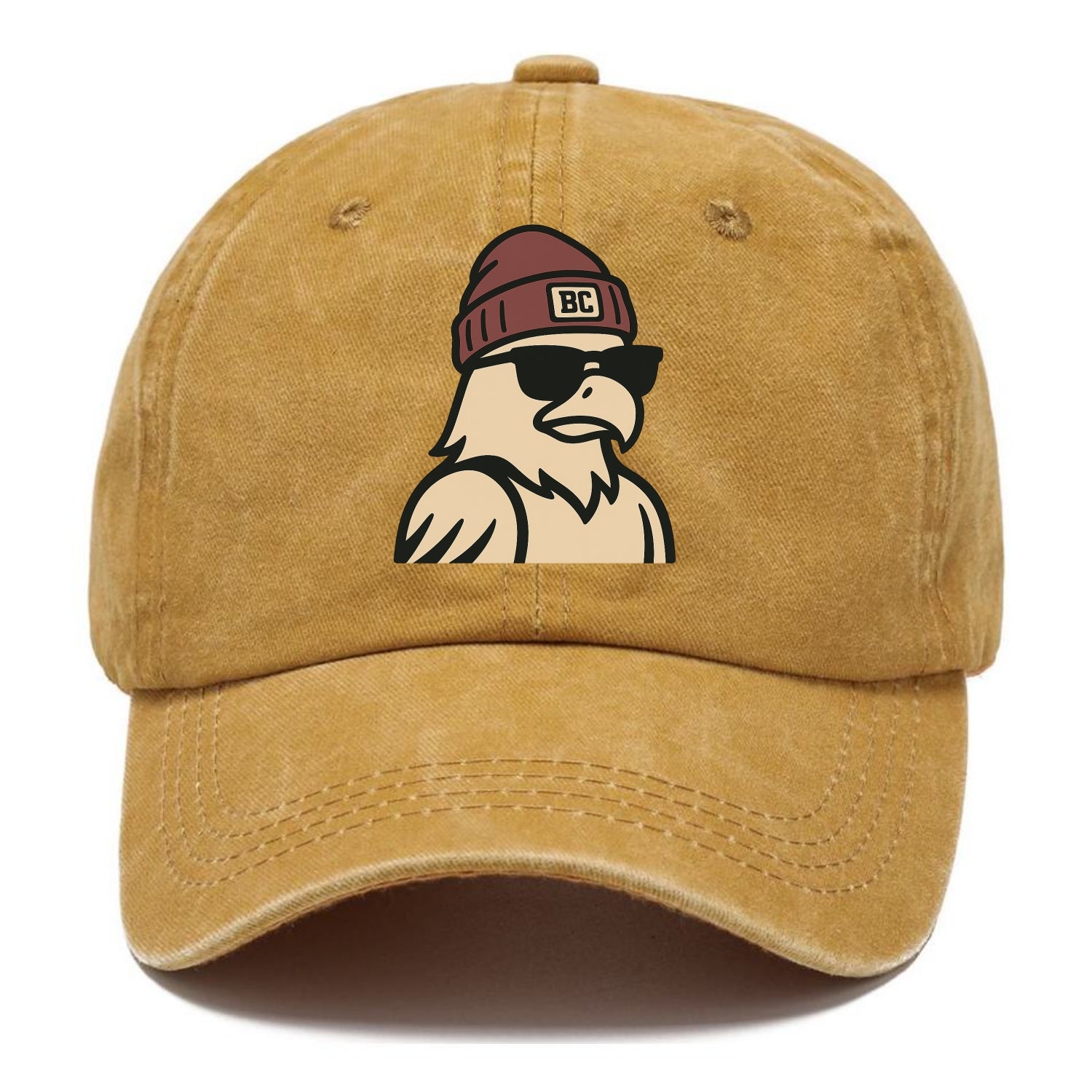 Chestnut Hill Eagle wearing Boston College beanie with BC patch - Classic Cap - Golden Harvest(Yellow)