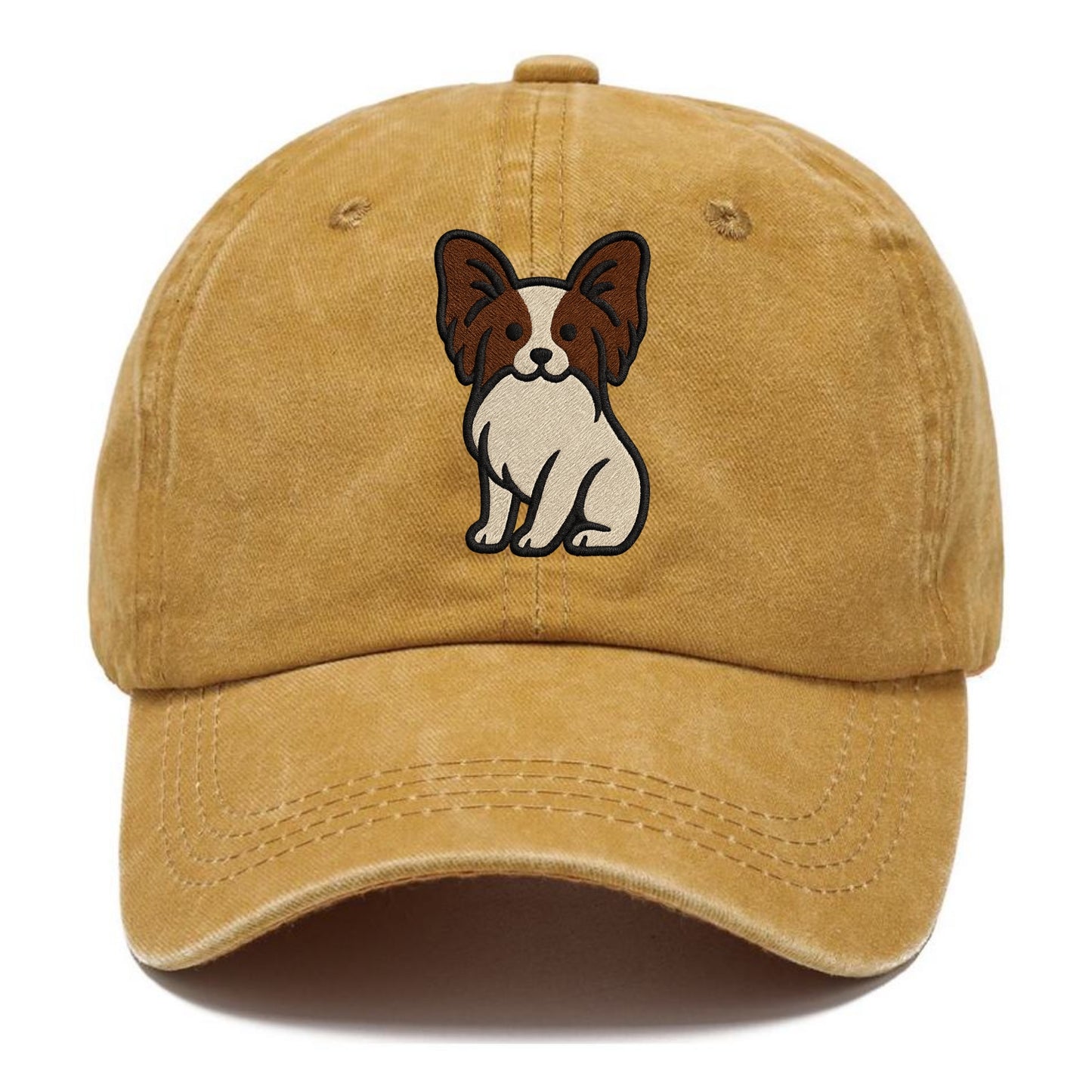 Papillon - White with brown ears sitting Classic Cap - Golden Harvest(Yellow)