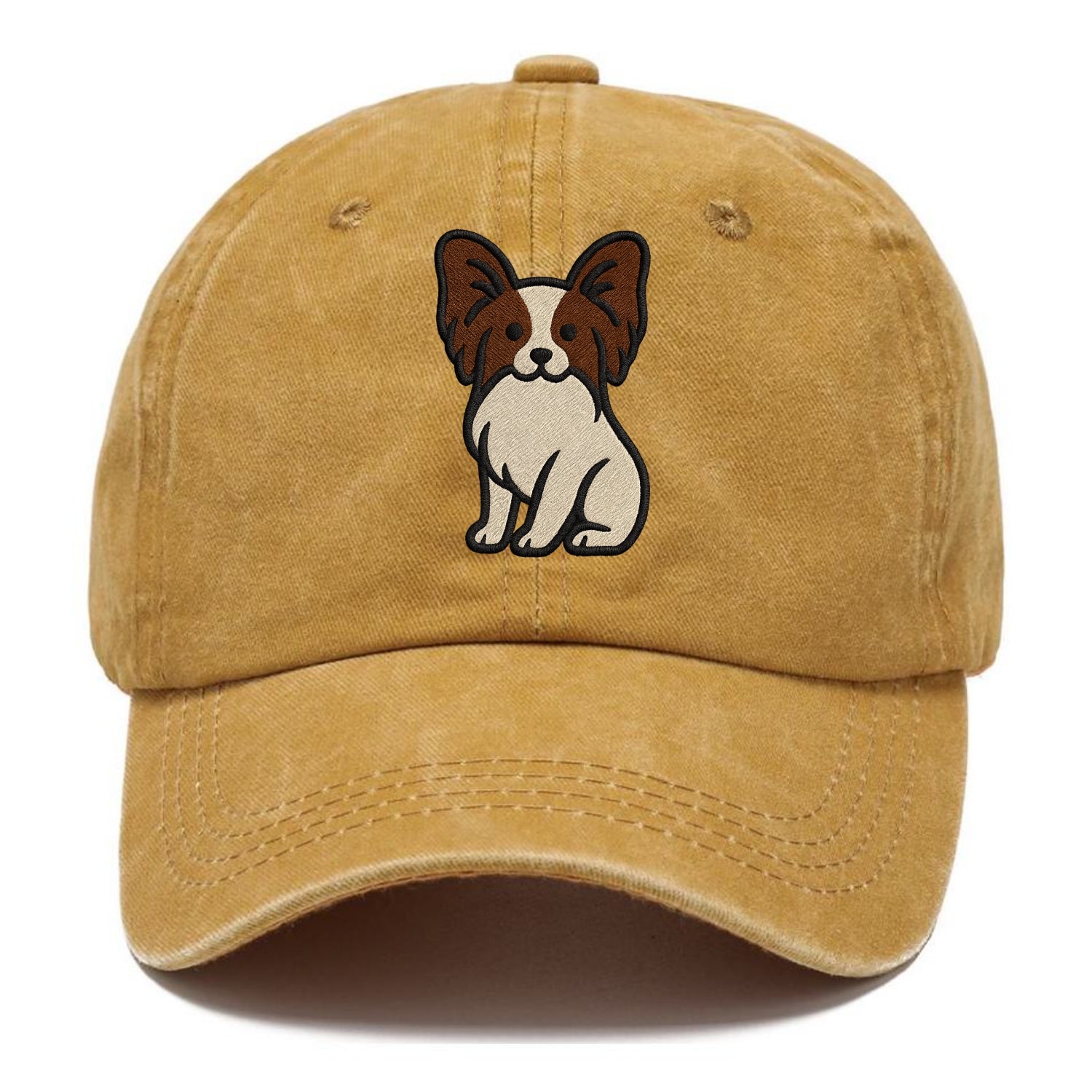 Papillon - White with brown ears sitting Classic Cap - Golden Harvest(Yellow)