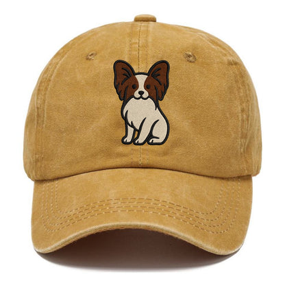 Papillon - White with brown ears sitting Classic Cap - Golden Harvest(Yellow)