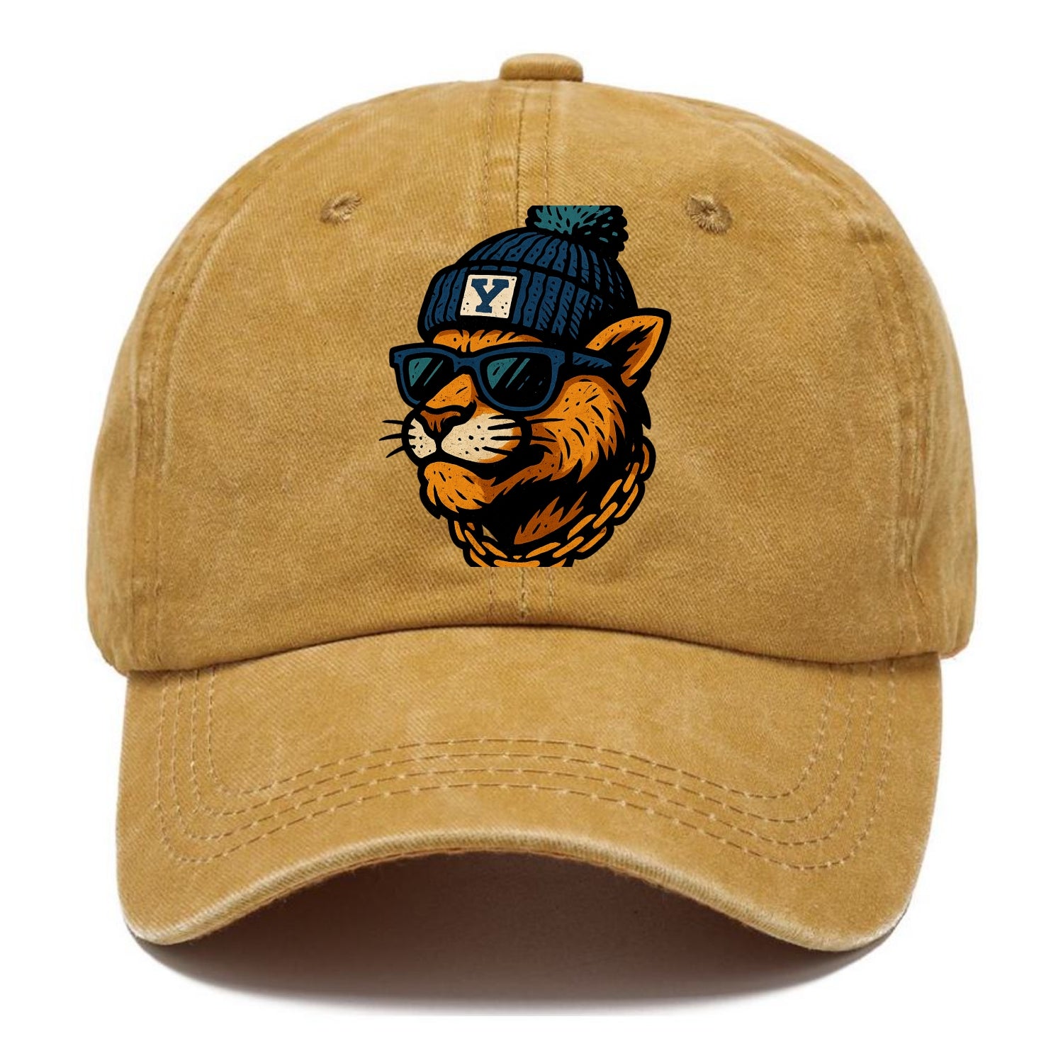 Provo Cougar wearing BYU beanie with Y patch - Classic Cap - Golden Harvest(Yellow)