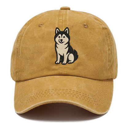 Pomsky - Pomeranian-Husky mix sitting po Classic Cap - Golden Harvest(Yellow)