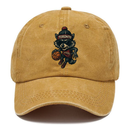 Toronto Raccoon wearing Raptors beanie with CN Tower patch and wayfarer sunglasses - Classic Cap - Golden Harvest(Yellow)