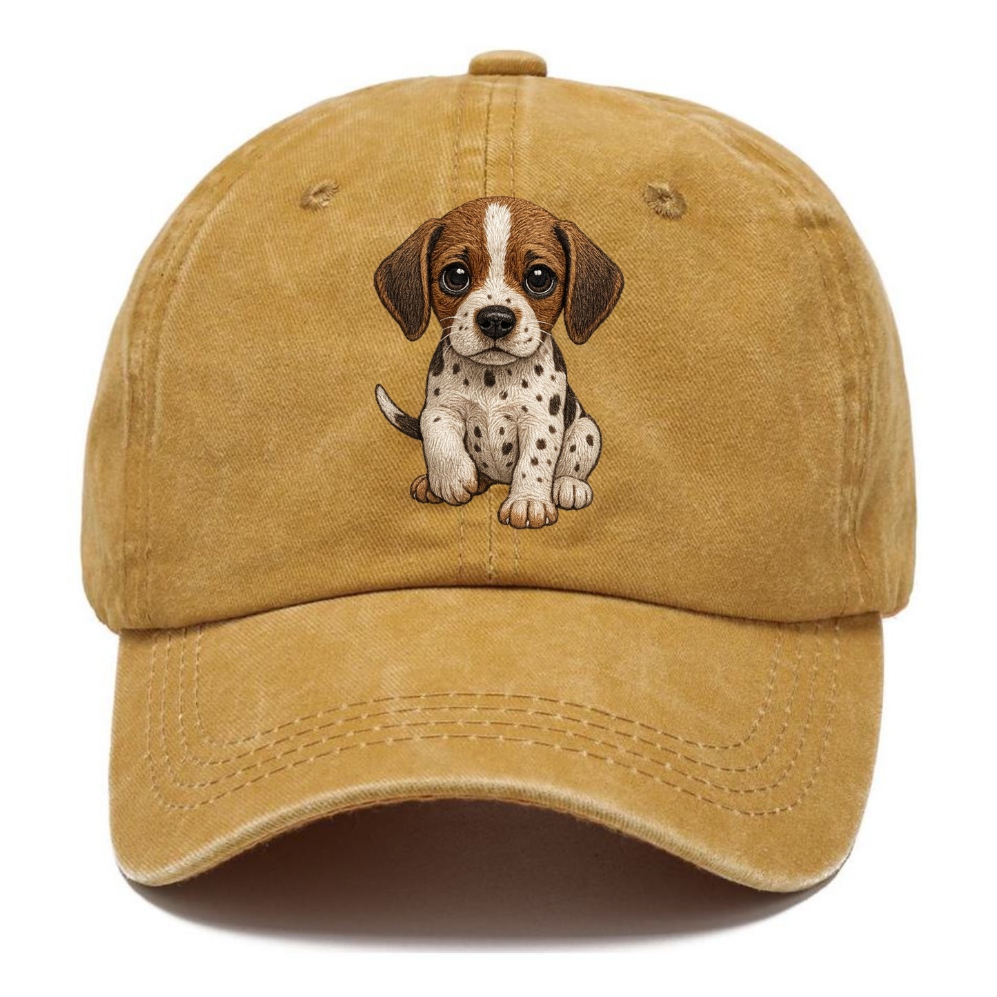 Baby Pointer Puppy - spotted coat, noble stance, alert eyes, front-facing, pointing - Classic Cap - Golden Harvest(Yellow)