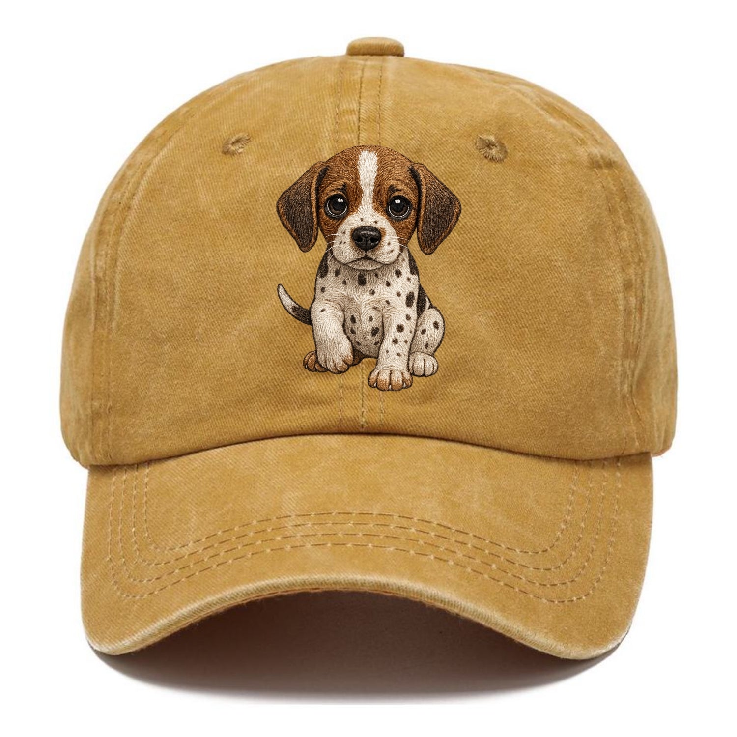 Baby Pointer Puppy - spotted coat, noble stance, alert eyes, front-facing, pointing - Classic Cap - Golden Harvest(Yellow)