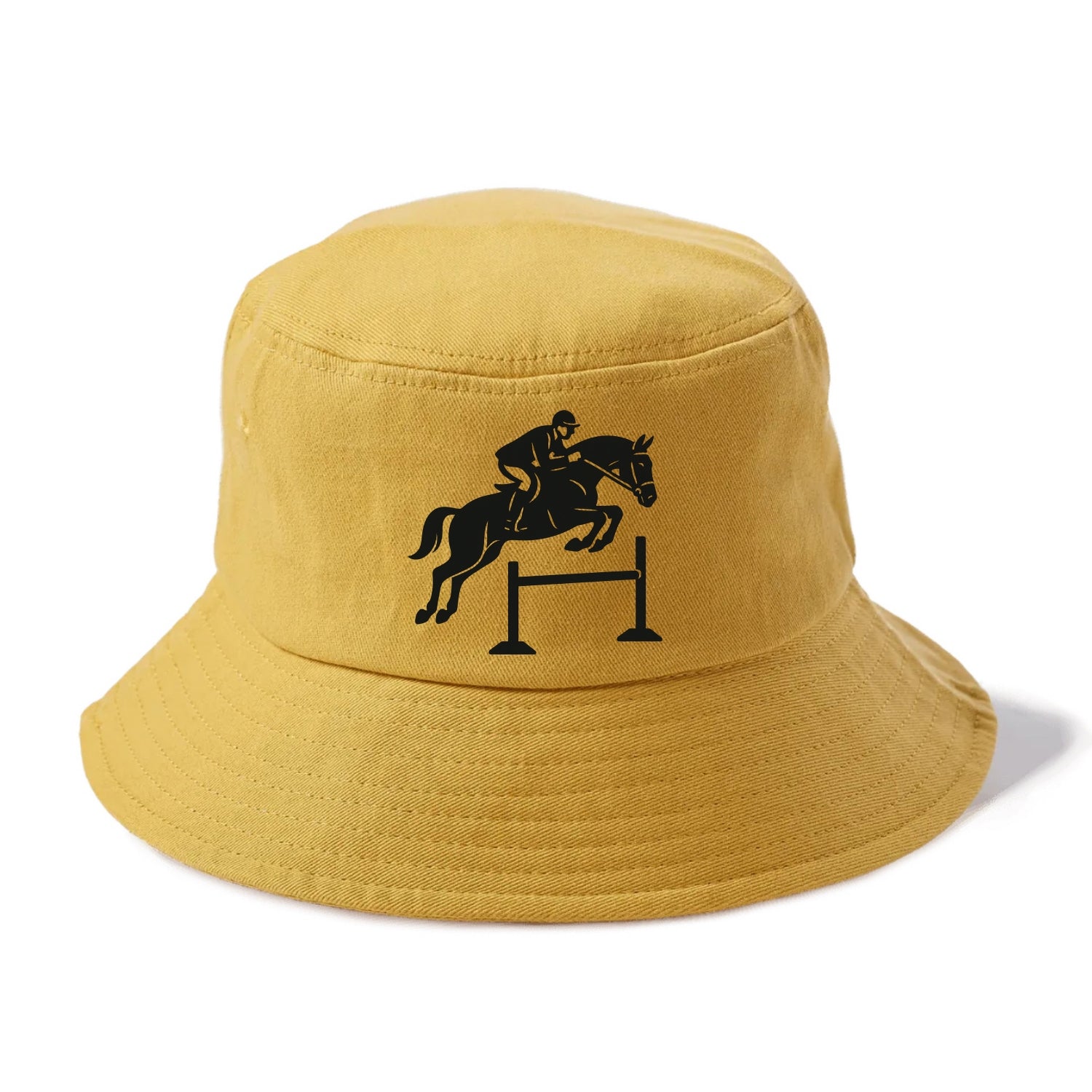 Equestrian jumping over obstacle - Bucket Hat - Golden Harvest(Yellow)