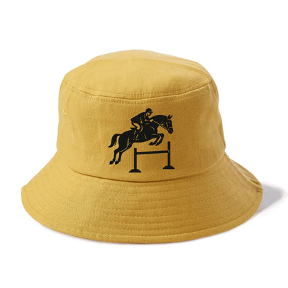 Equestrian jumping over obstacle - Bucket Hat - Golden Harvest(Yellow)