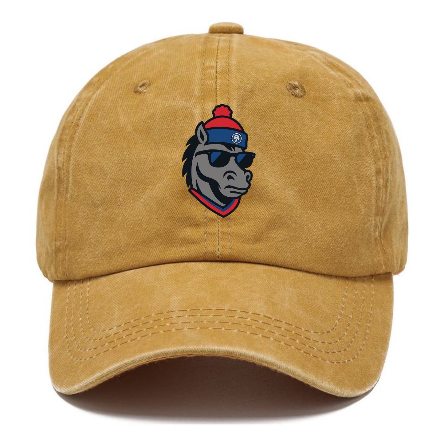 Detroit Stallion wearing Pistons red and blue beanie with piston patch and wayfarer - Classic Cap - Golden Harvest(Yellow)