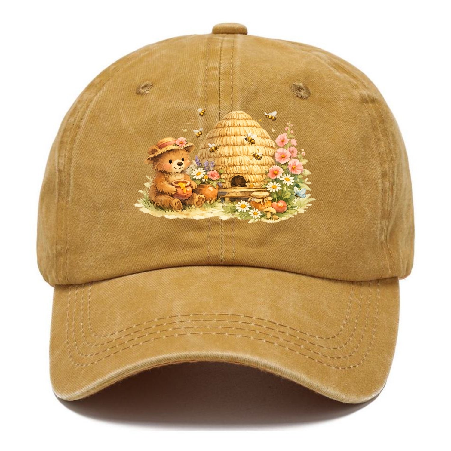 SKEP HIVE | Traditional straw beehive | Cottage garden setting | Buzzing activity | - Classic Cap - Golden Harvest(Yellow)