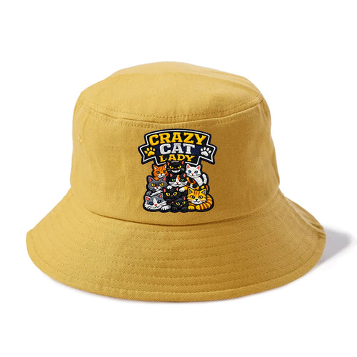 CRAZY CAT LADY - cat pile in multicolor , cat collector - Bucket Hat