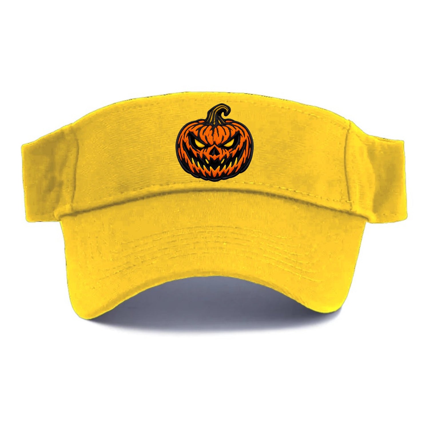 HALLOWEEN PUMPKIN - jack o lantern in orange and black , spooky - Visor - Golden Harvest(Yellow)