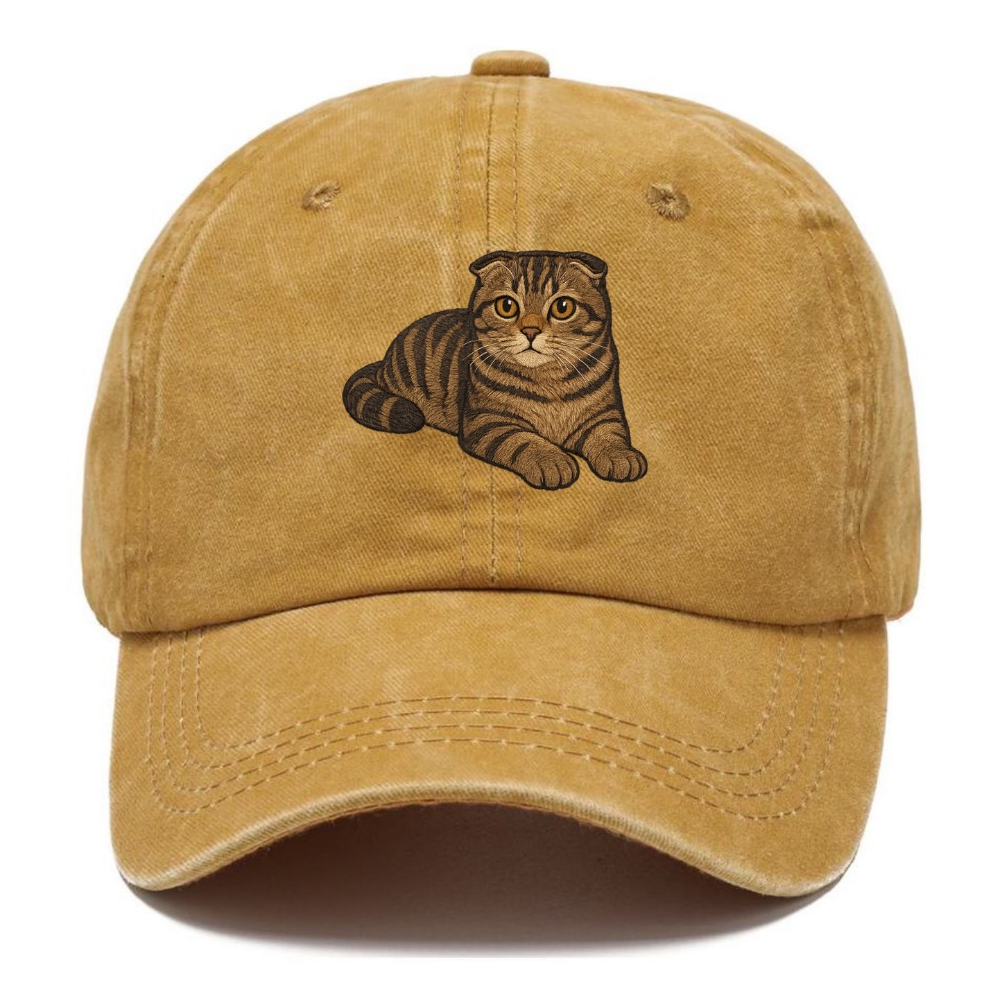 Scottish Fold  relaxed lying down with h Classic Cap - Golden Harvest(Yellow)