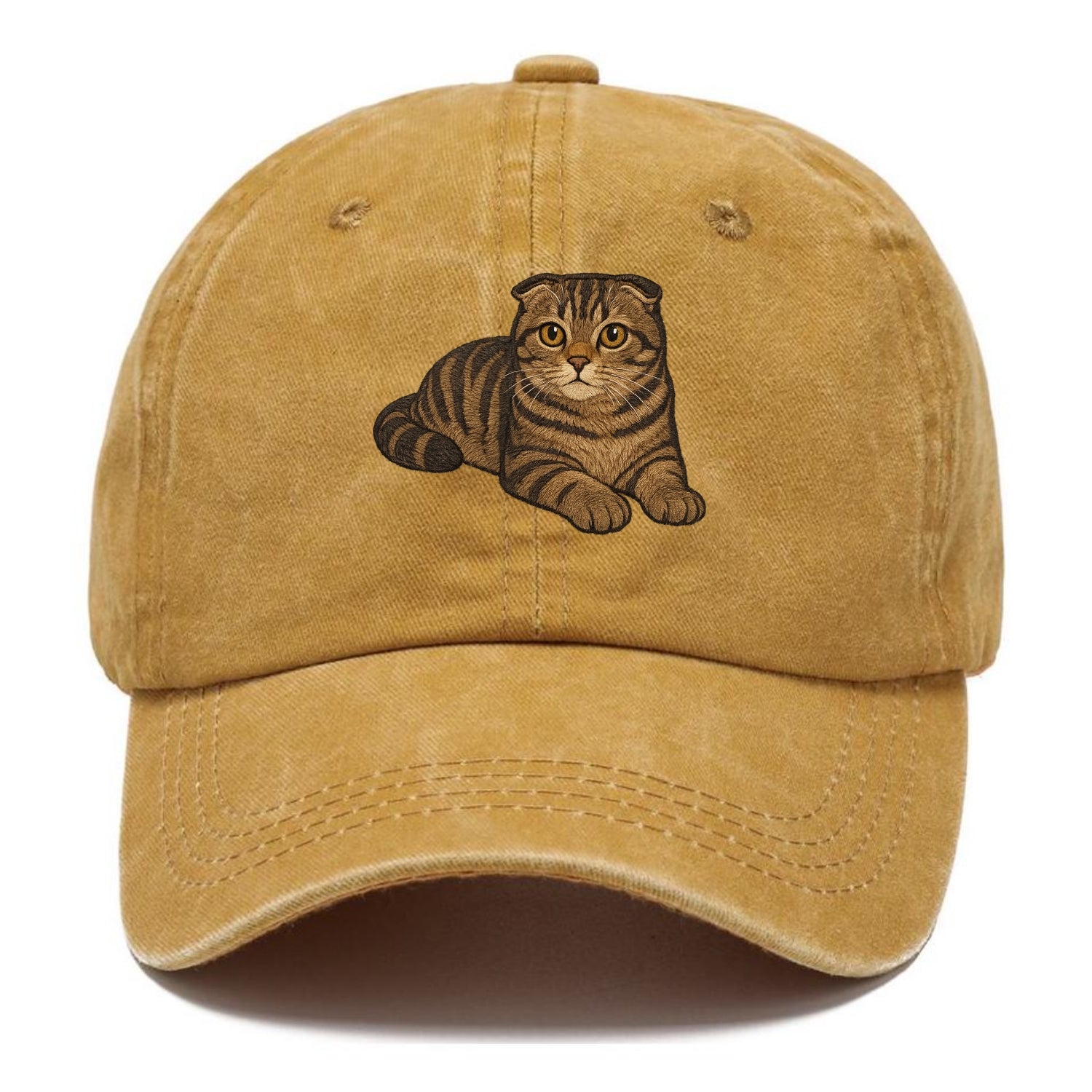 Scottish Fold  relaxed lying down with h Classic Cap - Golden Harvest(Yellow)