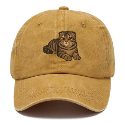 Scottish Fold  relaxed lying down with h Classic Cap - Golden Harvest(Yellow)