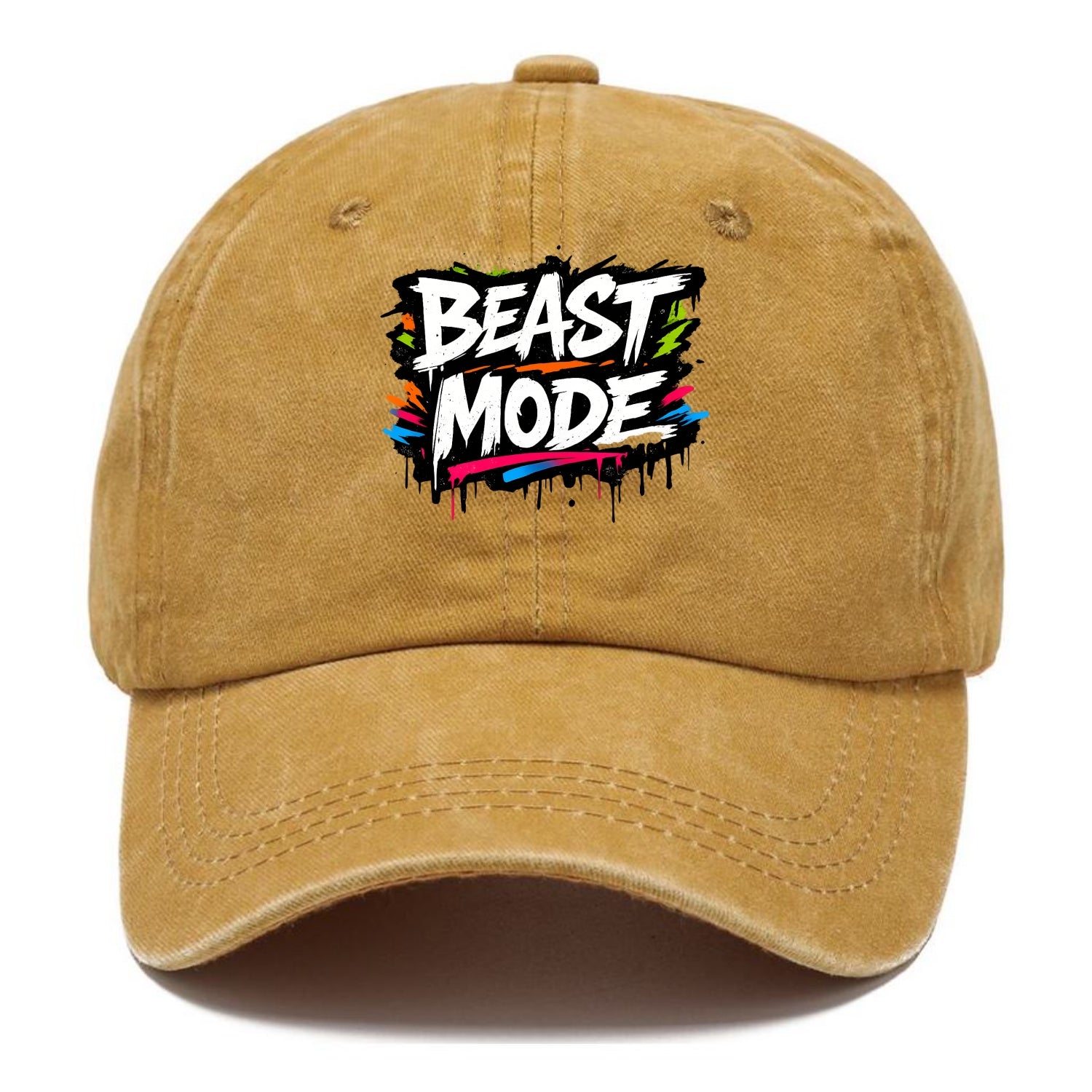 Bold typography design - "BEAST MODE" - intense workout, maximum effort - Classic Cap - Golden Harvest(Yellow)