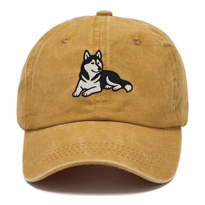 Siberian Husky - Black and white relaxed Classic Cap - Golden Harvest(Yellow)