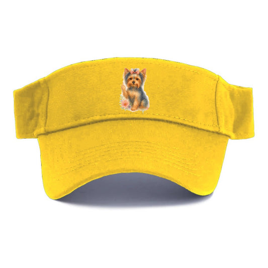Yorkshire Terrier with topknot bow, one delicate paw flipping off - Visor - Golden Harvest(Yellow)
