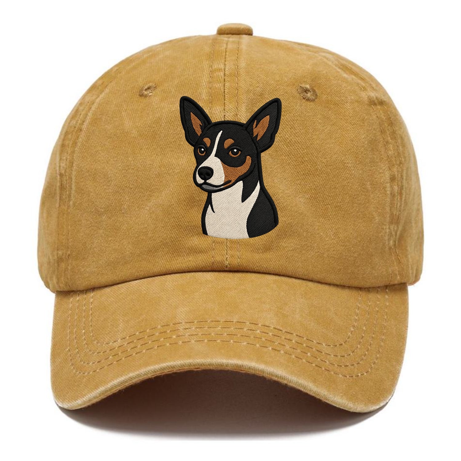 Rat Terrier - Tri-color embroidered pose - Classic Cap - Golden Harvest(Yellow)