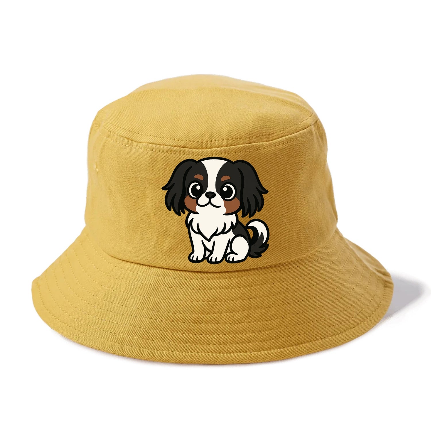 Japanese Chin - Black and white sitting pose - Bucket Hat - Golden Harvest(Yellow)