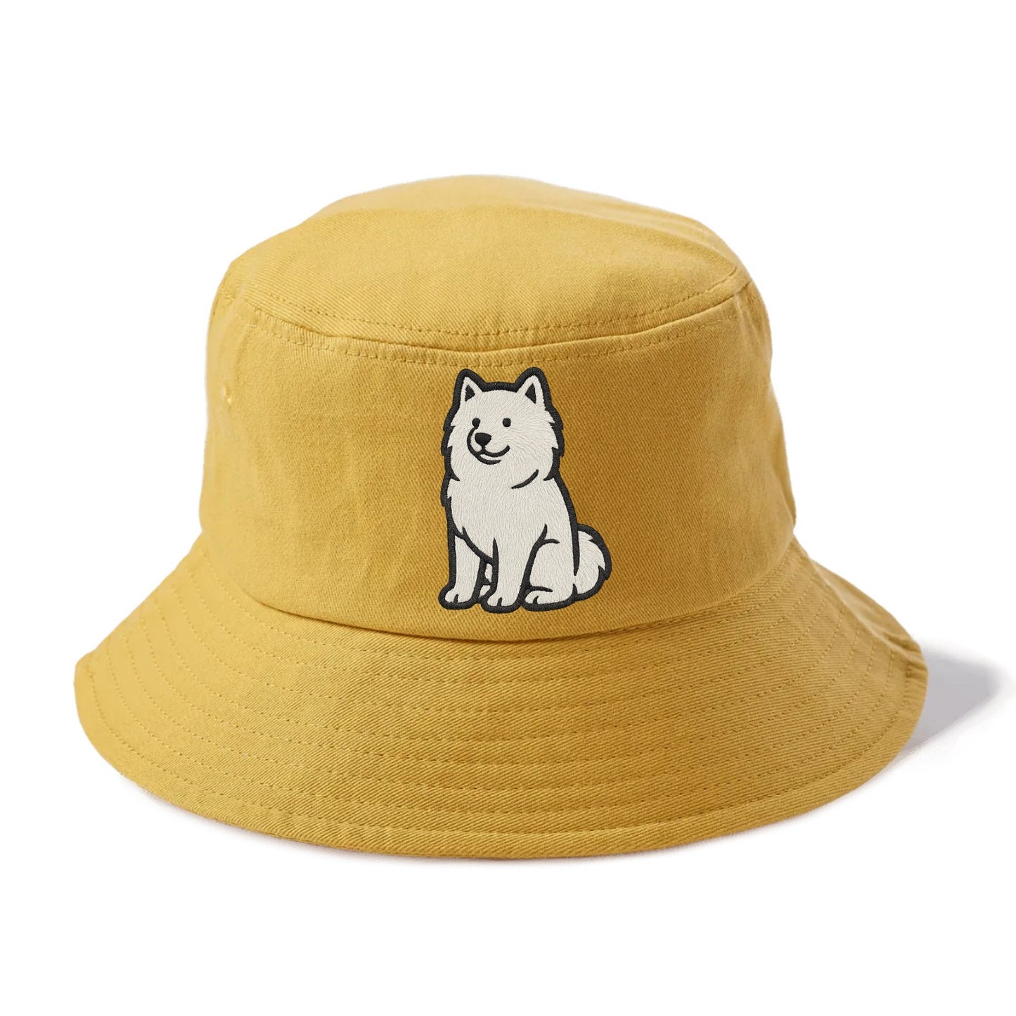 Samoyed - White fluffy embroidered desig Bucket Hat - Golden Harvest(Yellow)