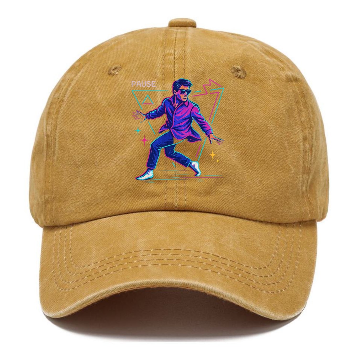 confident figure sliding across polished wooden floor in socks and sunglasses - Classic Cap - Golden Harvest(Yellow)